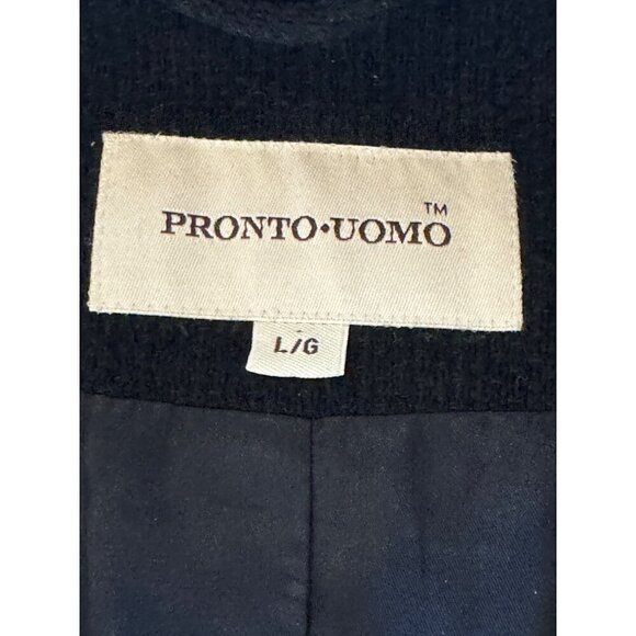 Pronto Uomo Blazer Men Large‎ Black Cotton Blend Single Breasted Three Button - Picture 10 of 12